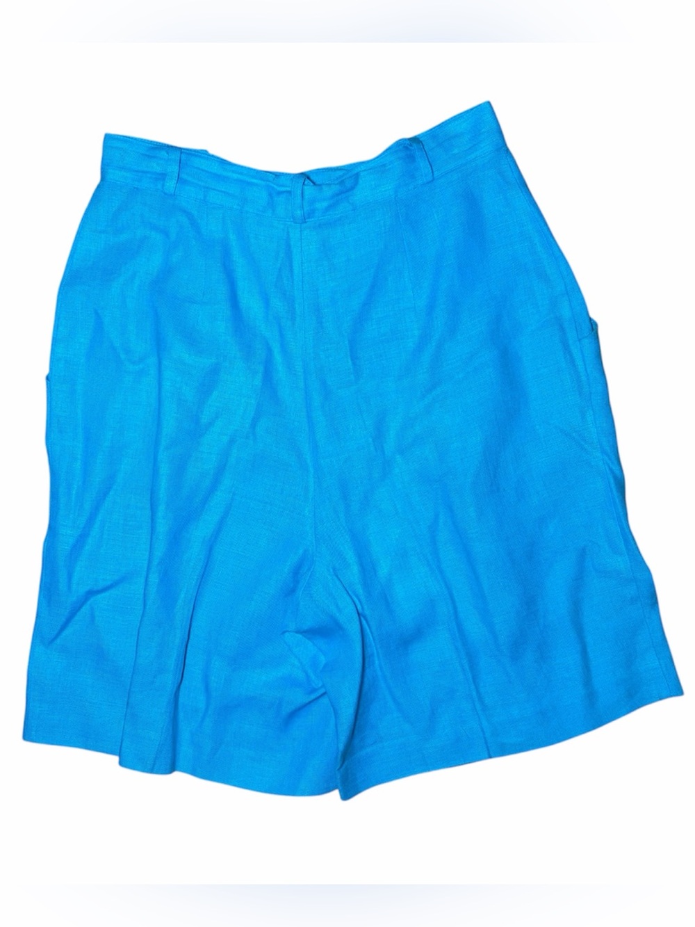 Vintage Cache 100% Linen Bermuda Shorts Blue Coastal Quiet Luxury Size 8 - Picture 2 of 4